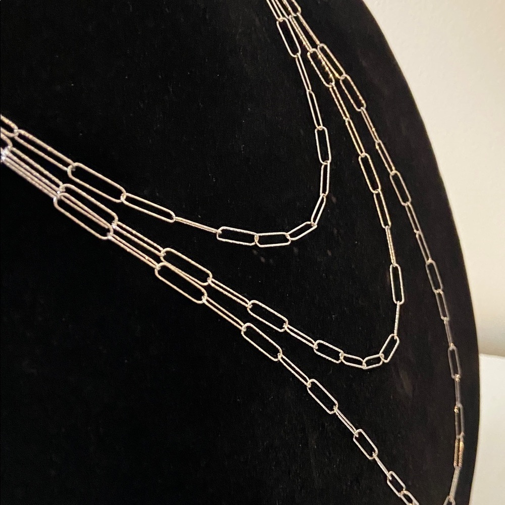 Bellezza Bronze 3 Strand Paperclip Elongated Link Necklace 
Silver - Picture 4 of 12